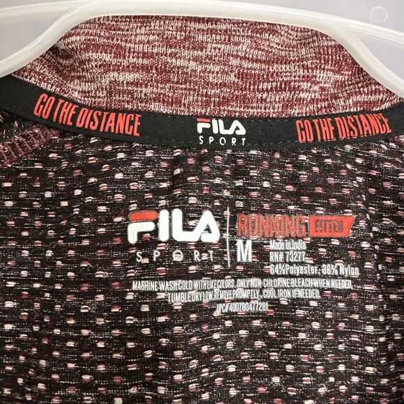 Fila Sport Mens Running Fitted 1/4 Zip Burgundy Lightweight Pull Over Medium - Picture 4 of 4